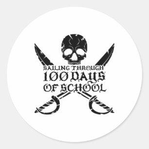 Pirate Sailing Through 100 Days Of School Boys  Classic Round Sticker