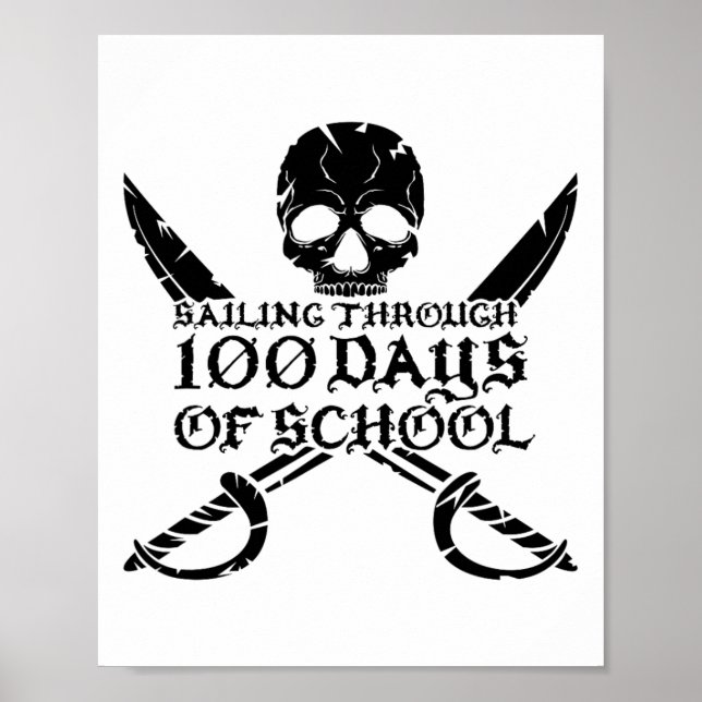 Pirate Sailing Through 100 Days Of School Boys  Poster (Front)
