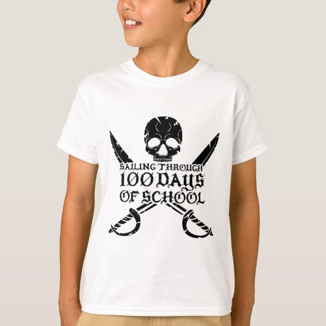 Pirate Sailing Through 100 Days Of School Boys  T-Shirt (Front)