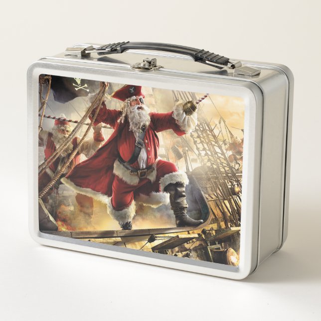 Pirate Santa Metal Lunch Box (Front)
