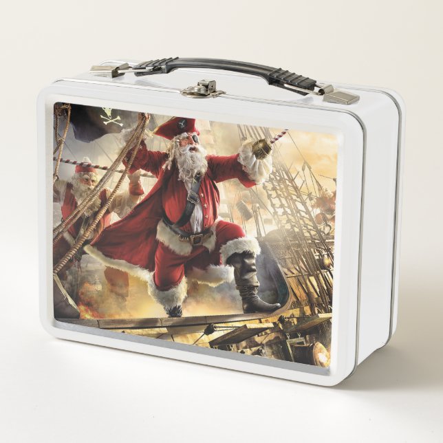 Pirate Santa Metal Lunch Box (Front)