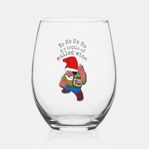 Pirate Santa Mulled Wine Christmas Stemless Wine Glass