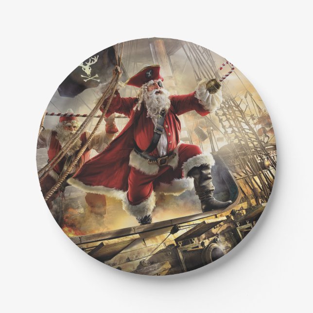 Pirate Santa Paper Plate (Front)