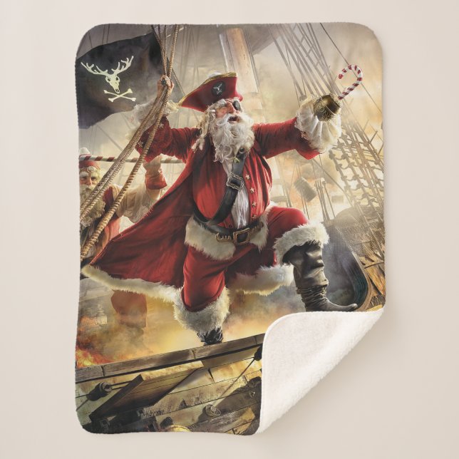 Pirate Santa Sherpa Blanket (Front)