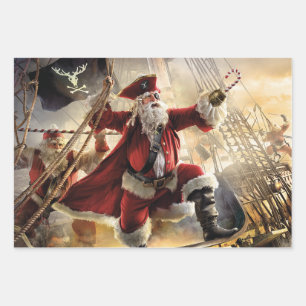 Pirate Santa Wrapping Paper Sheet