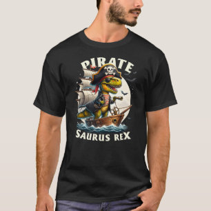 Pirate Saurus Rex Halloween T Rex Dinosaur Caribbe T-Shirt