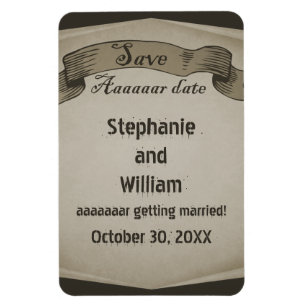 Pirate Scroll Save the Date Flexi Magnet, Brown Magnet