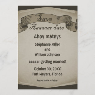 Pirate Scroll Save the Date Invite, Brown Invitation