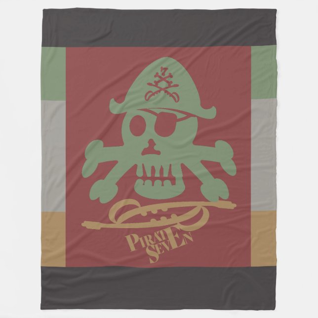 PIRATE SEVEN SKULL BY MASANSER PIXELAT FLEECE BLANKET (Front)