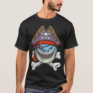 Pirate Shark Cross Bones Halloween Costume  T-Shirt