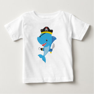 Pirate Shark, Cute Shark, Little Shark, Blue Shark Baby T-Shirt