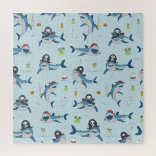 Pirate Shark Doodle Illustration Jigsaw Puzzle