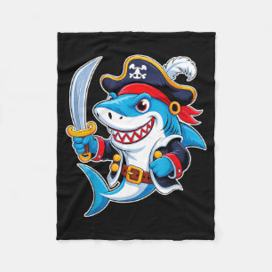 Pirate Shark Funny Halloween Costume for Boys Kids Fleece Blanket