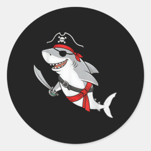 Pirate Shark Toddler Boy Funny Kids Halloween Classic Round Sticker
