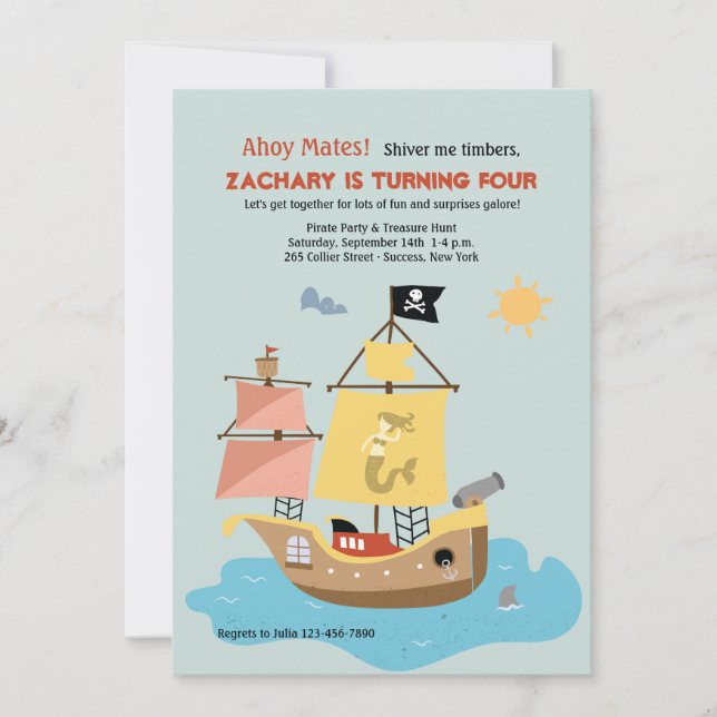 Pirate Ship 2 Invitation (Front)