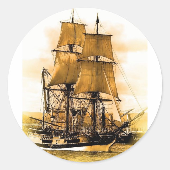 Pirate ship 2 Round Sticker, Glossy Classic Round Sticker (Front)