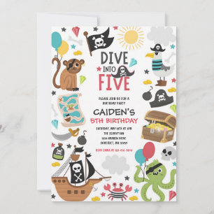 Pirate Ship 5th Birthday Dive Into Five Invitation