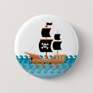 Pirate Ship 6 Cm Round Badge