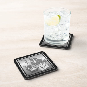 Pirate Ship & Anchor White Silhouette Coasters 2