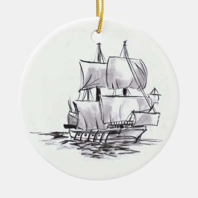 Pirate Ship Art Ornament (Front)