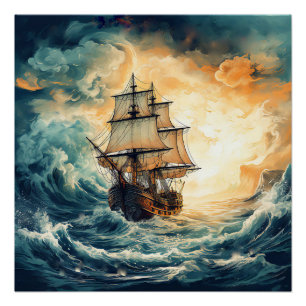 Pirate Ship Art Series - First Edition #21 Poster
