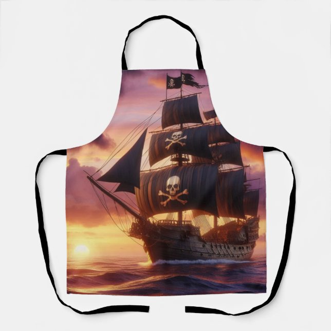 Pirate ship at sunrise/sunset  apron (Front)