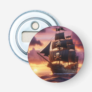 Pirate ship at sunrise/sunset bottle opener