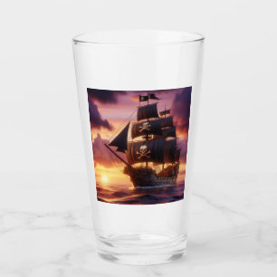 Pirate ship at sunrise/sunset glass