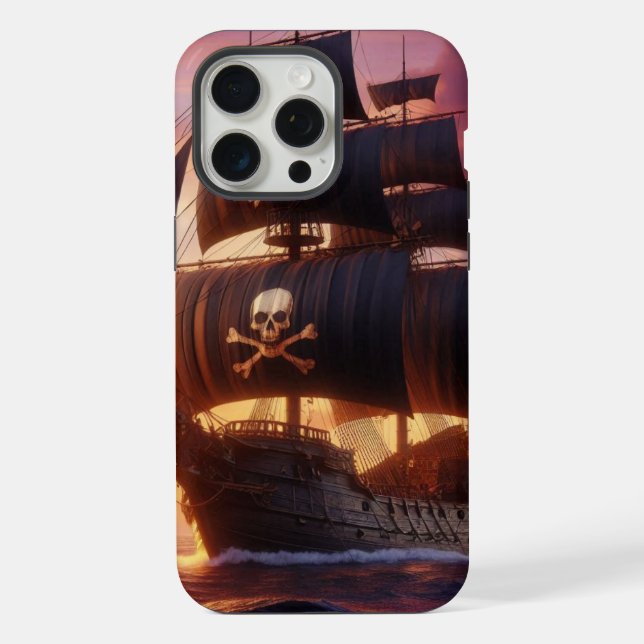 Pirate ship at sunrise/sunset  iPhone case (Back)