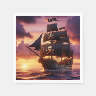 Pirate ship at sunrise/sunset  napkin