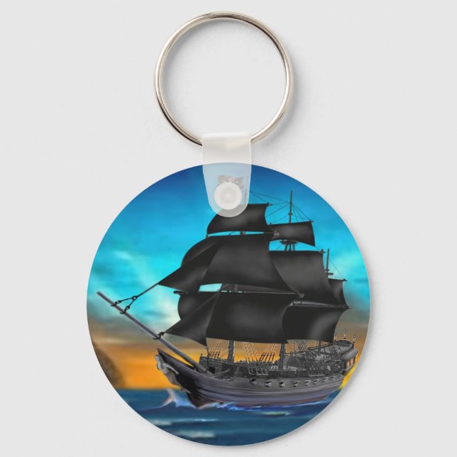 PIRATE SHIP AT SUNSET KEY RING (Front)