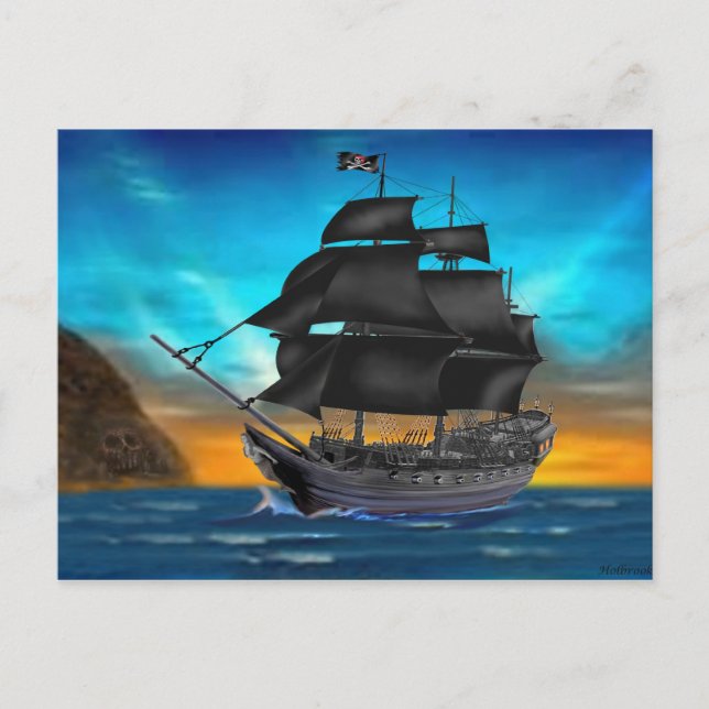 PIRATE SHIP AT SUNSET POSTCARD (Front)