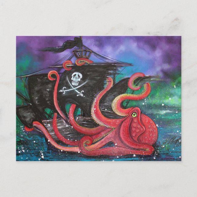 Pirate Ship Attack Postcard (Front)