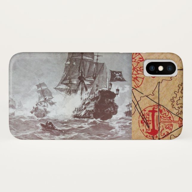 PIRATE SHIP BATTLE / ANTIQUE PIRATES TREASURE MAPS Case-Mate iPhone CASE (Back (Horizontal))