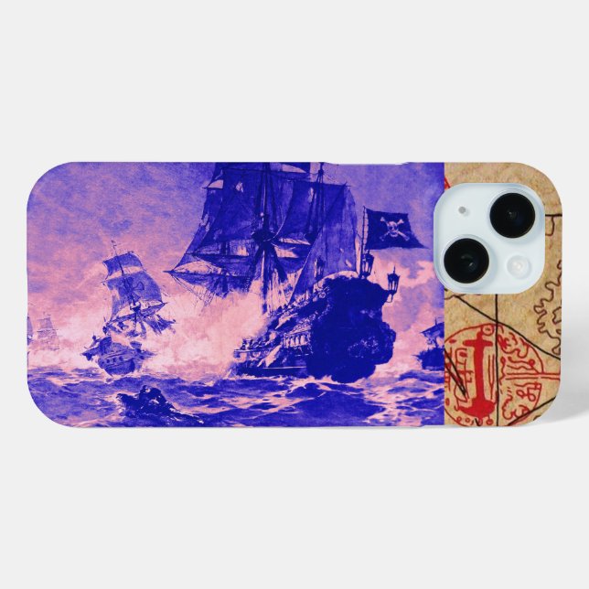PIRATE SHIP BATTLE / ANTIQUE PIRATES TREASURE MAPS Case-Mate iPhone CASE (Back (Horizontal))