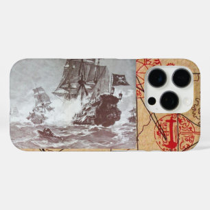 PIRATE SHIP BATTLE / ANTIQUE PIRATES TREASURE MAPS iPhone 16 PRO CASE