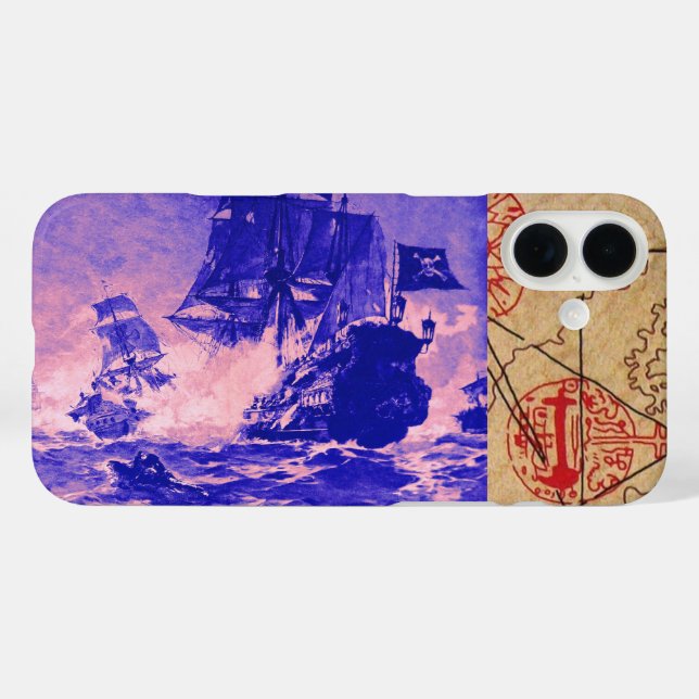 PIRATE SHIP BATTLE / ANTIQUE PIRATES TREASURE MAPS Case-Mate iPhone CASE (Back (Horizontal))
