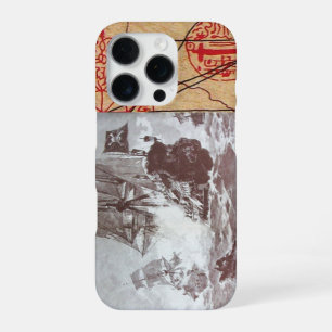 PIRATE SHIP BATTLE / ANTIQUE PIRATES TREASURE MAPS iPhone CASE