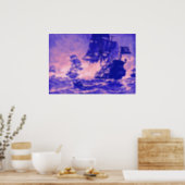 PIRATE SHIP BATTLE IN BLUE AND PINK POSTER (Kitchen)