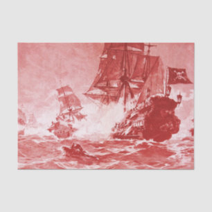 PIRATE SHIP BATTLE IN purple Tissue Paper