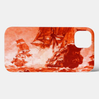 PIRATE SHIP BATTLE IN RED