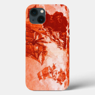 PIRATE SHIP BATTLE IN RED iPhone 13 CASE