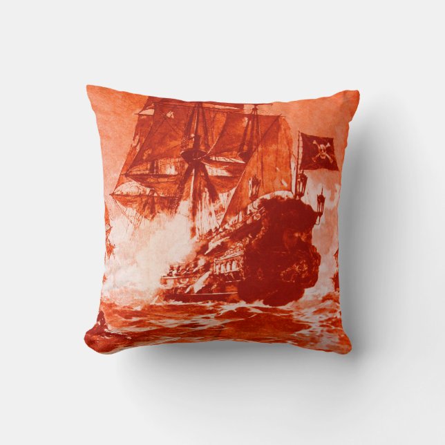 PIRATE SHIP BATTLE IN RED Light Switch Cover Cushion (Front)