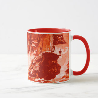 PIRATE SHIP BATTLE IN RED MUG