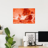 PIRATE SHIP BATTLE IN RED POSTER (Home Office)