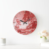 PIRATE SHIP BATTLE Red Nautical Large Clock (Home)