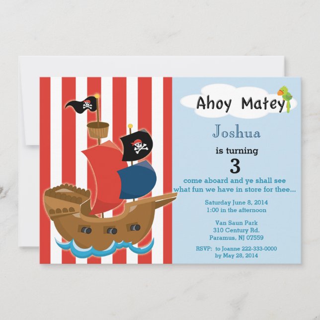 Pirate Ship Birthday Invitation (Front)