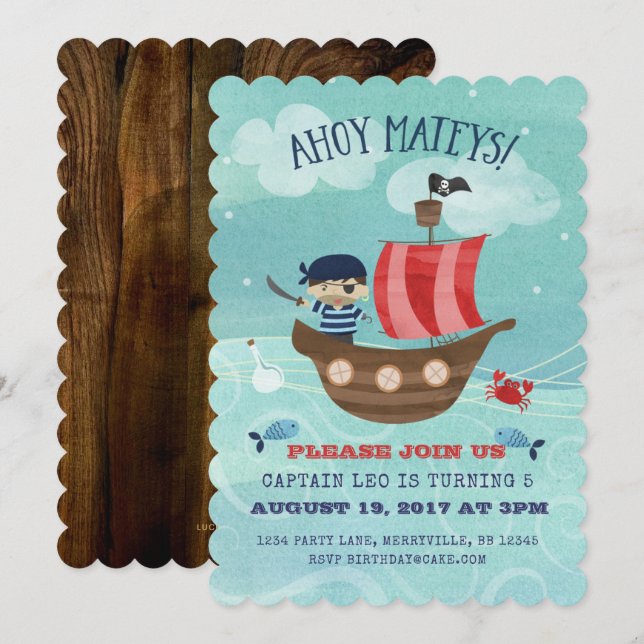 Pirate Ship Birthday Invitation (Front/Back)