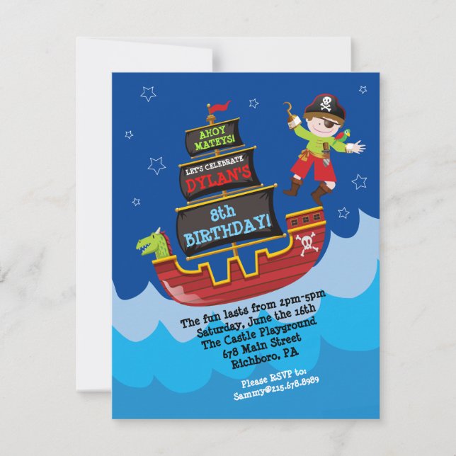 Pirate Ship Birthday Invitation Invitation (Front)