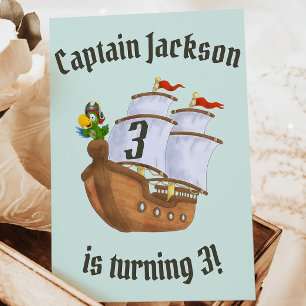 Pirate Ship Birthday Name & Age Invitation